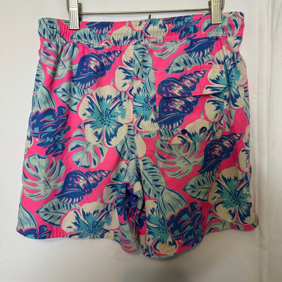 Vineyard Vines Swim Trunks M Pink Blue Floral Shell Print Board Shorts - Picture 2 of 8